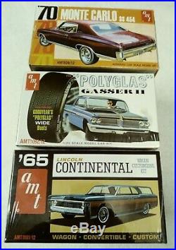 Lot Of 3 Car Model Kits 70 Monte Carlo Ss Gasser II 65 Continental New Sealed