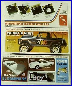 Lot Of 3 Car Model Kits El Camaino Ss Jeep Cammando Scout Ss II Factory Sealed