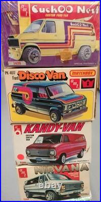 Lot Of 4 Amt Van Kits 1/25 Supposed To Be Complete And Sealed Vintage Ford Chevy