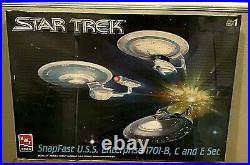 Lot Of 6 AMT/ERTL SnapFast U. S. S. ENTERPRISE 1701-B, C and E Set Model Kits Read