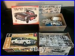 Lot of 14 Vintage Model Car Kits AMT, MPC, AIRFIX, Revell, James Bond, Mustang