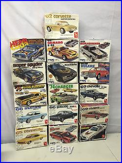 Lot of 16 Vintage Model Car Kits Revell MPC AMT Camaro Cuda Volare Mustang 1/25