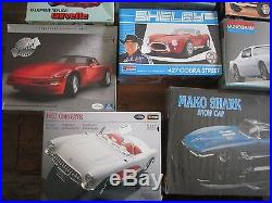 Lot of 17 Model Kits Corvette revelle amt Monogram cobra firebird shelby ford