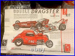 Original, Amt-ertl-vintage Double 3 In 1 Dragster Kit Trophy-made In Usa-1992