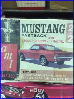 Rare Unbuilt Vintage Amt 1/25th 1965 Custom Fastback Mustang By Goerge Barris