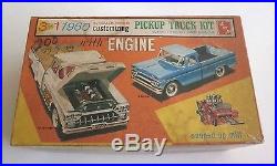 Rare Vintage AMT 3 In 1 1960 Ford F-100 Pickup Truck & Trailer Model Kit WithBox