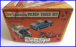 Rare Vintage AMT 3 In 1 1960 Ford F-100 Pickup Truck & Trailer Model Kit WithBox