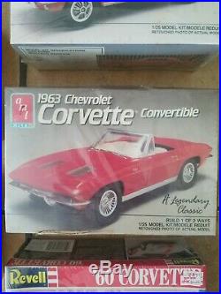 Revell & AMT 1/24 (4) model Kits Corvette 63 & 60 Mustang 66 Shelby GT-500 car