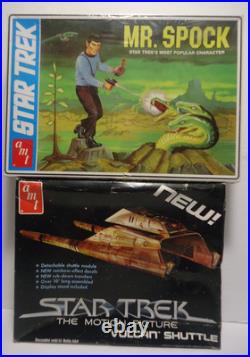 Star Trek Tv Mr. Spock Model Kit & Vulcan Shuttle Amt Model Kit New Sealed