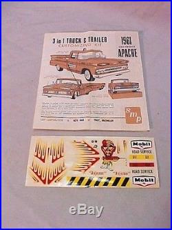 Vintage 1961 Smp Amt Chevrolet Pickup Truck Kit Unbuilt In Box Trailer Nice