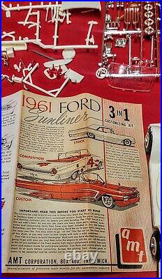 VINTAGE AMT 1961 FORD CONVERTIBLE CUSTOMZING K-111 MODEL KIT WithORIG BOX & INST