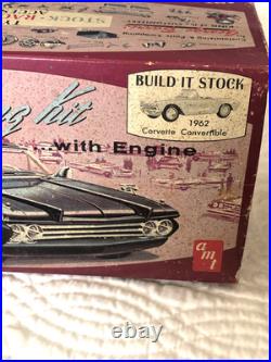 VINTAGE AMT 1962 K912 CORVETTE CONVERTIBLE MODEL KIT OPEN BOX Unassembled Kit VINTAGE AMT 1962 K912 CORVETTE CONVERTIBLE MODEL KIT OPEN BOX Unassembled Kit