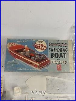 VINTAGE ORIGINAL 1/25 SCALE 1963 AMT SKI-DRAG BOAT WithTRAILER