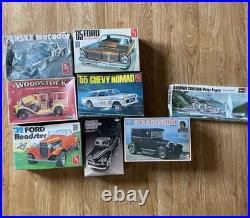 Vintage 1970's Model Car Kit Lot of 8 Revell AMT Testors 125 1/25 1 sealed EXC