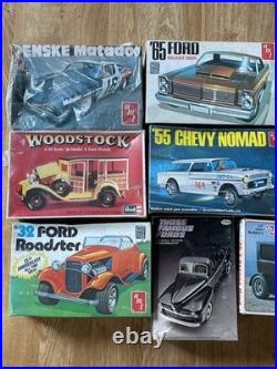 Vintage 1970's Model Car Kit Lot of 8 Revell AMT Testors 125 1/25 1 sealed EXC