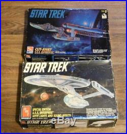 Vintage 1990's Set Of 2 Star Trek Amt Models U. S. S. Enterprise Scale Model Kits