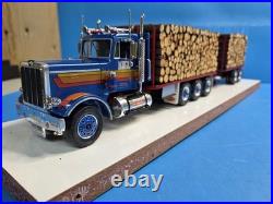 Vintage 1/25 Peterbilt Log Truck Model Kit Customized 1970s Blue Red Pro Built