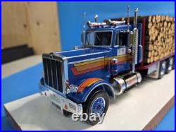 Vintage 1/25 Peterbilt Log Truck Model Kit Customized 1970s Blue Red Pro Built
