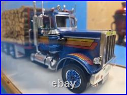 Vintage 1/25 Peterbilt Log Truck Model Kit Customized 1970s Blue Red Pro Built