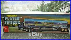 Vintage 1/25 Scale AMT Fruehauf Plated Sunoco Tanker Semi Trailer- Model Kit