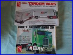 Vintage AMT 125 White-Freightliner SD and AMT 125 Tandem Vans, both open