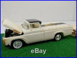 Vintage AMT 1960 Ford F-100 Pickup Model Kit Custom Built WithCar Trailer Rare