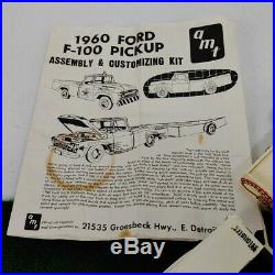 Vintage AMT 1960 Ford F-100 Pickup Model Kit Custom Built WithCar Trailer Rare