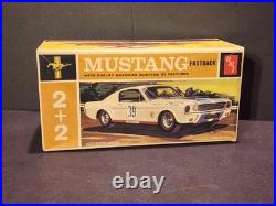 Vintage AMT 1965 Ford Mustang 2+2 Fastback 1/25 Scale Model Kit, Mint Unbuilt