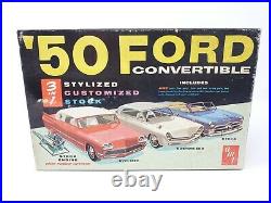 Vintage AMT'50 Ford Convertible 3 in 1 Complete Unbuilt Original Model Kit