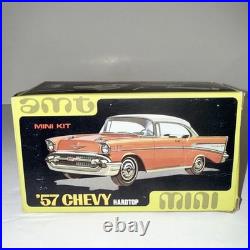 Vintage AMT Mini Kit'57 Yellow Chevy Hardtop Model Car Kit 143 Plastic NOS