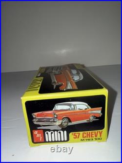 Vintage AMT Mini Kit'57 Yellow Chevy Hardtop Model Car Kit 143 Plastic NOS
