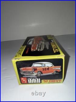 Vintage AMT Mini Kit'57 Yellow Chevy Hardtop Model Car Kit 143 Plastic NOS