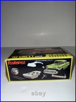 Vintage AMT Mini Kit'57 Yellow Chevy Hardtop Model Car Kit 143 Plastic NOS