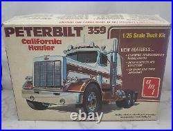 Vintage AMT T501 Peterbilt 359 California Hauler Truck 125 Model Kit Open Box