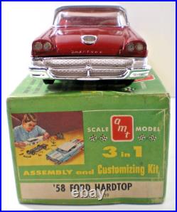 Vintage Amt 1958 Ford Hardtop 3 In 1 Kit 1/25 Scale Model Car Built Stock #3fkht