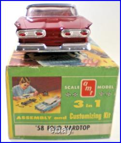 Vintage Amt 1958 Ford Hardtop 3 In 1 Kit 1/25 Scale Model Car Built Stock #3fkht