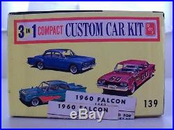 Vintage Amt 1960 Ford Falcon 3 In 1 Compact Custom Car Model Kit (complete)