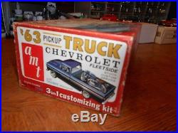 Vintage Amt 1963 Chevrolet Fleetside P/u Truck - Mint/unbuilt - Rare