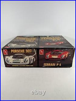 Vintage Porsche 907 & Ferrari P4 AMT 124 Model Kit # T419 Open Box AS IS
