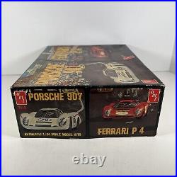 Vintage Porsche 907 & Ferrari P4 AMT 124 Model Kit # T419 Open Box AS IS