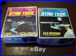 Vintage Star Trek AMT U. S. S Enterprise S951 & Klingon S952 Ship Model Kits EUC