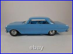 Vtg Blue Chevrolet Nova SS 1965 AMT Model Kit Plastic Car